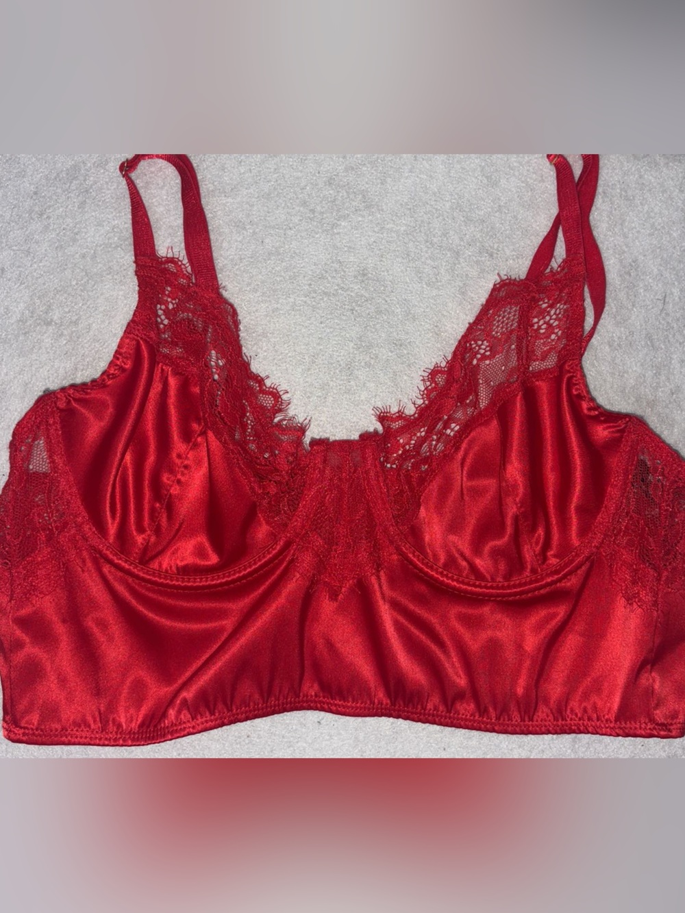 Fashion Nova Red Satin Lace Bralette
